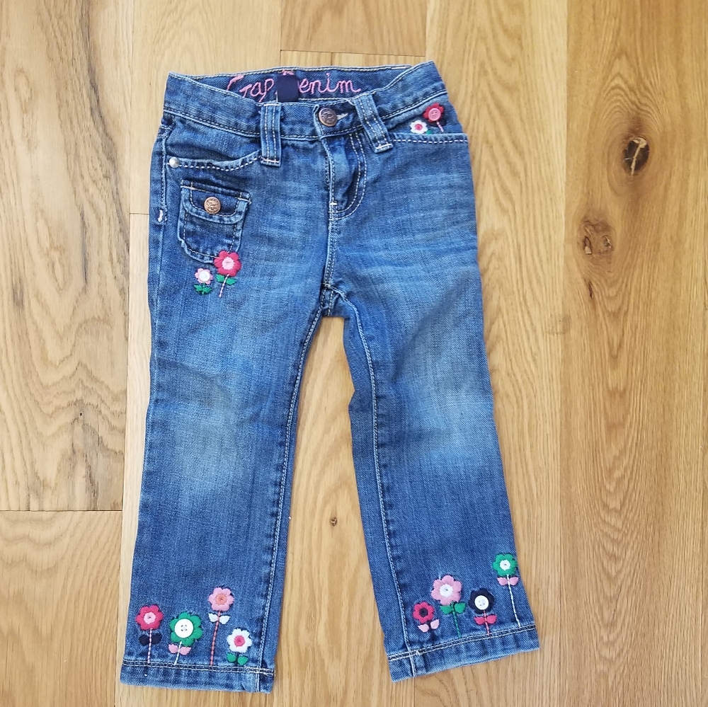 GAP floral embroidered jeans